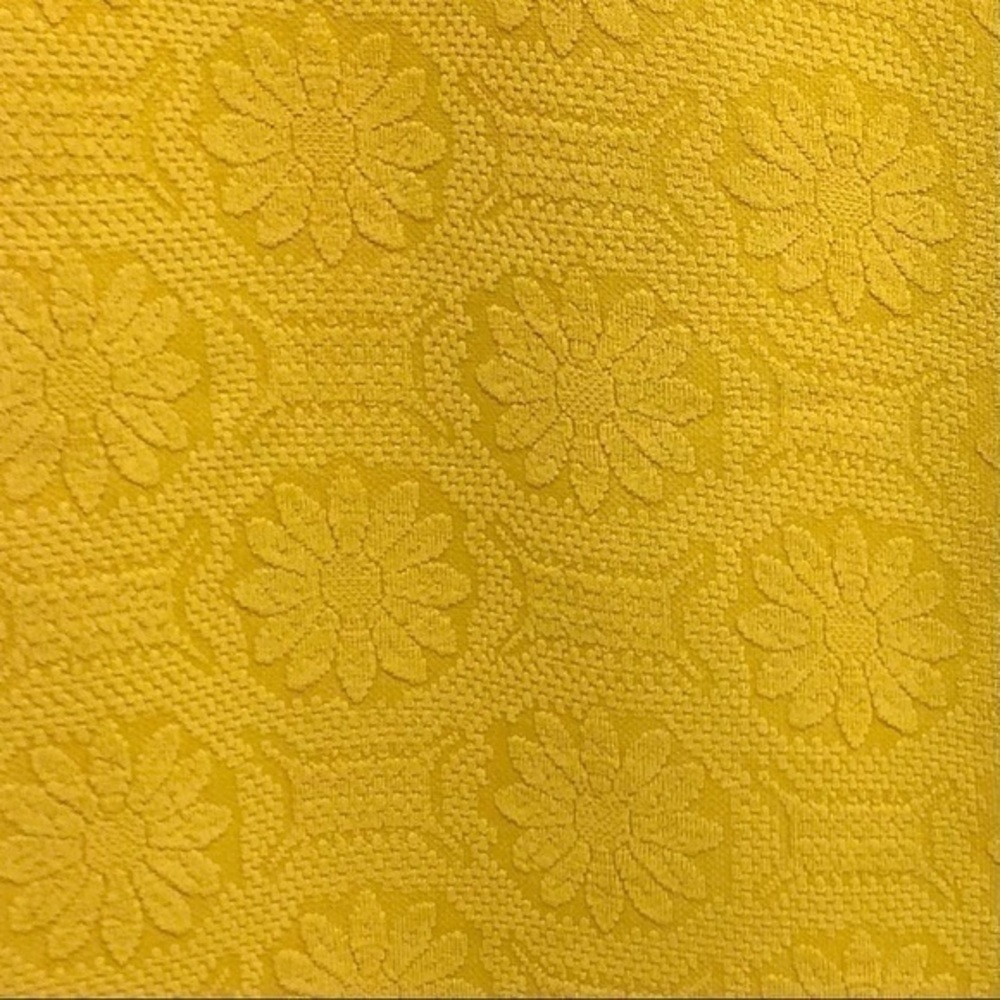 Vintage handmade 60s embossed floral mustard yellow dress and hat medium - Picture 3 of 15